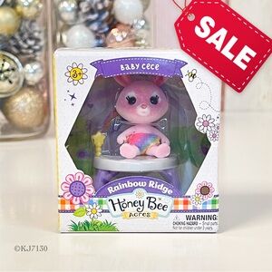 Honey Bee Acres Rainbow Ridge Baby Cece Pink Bunny Rabbit & Bouncy Seat Set NEW